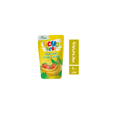 يويو عصير مشروب بطعم الموز والفراولة – كرتونة 40 قطعة